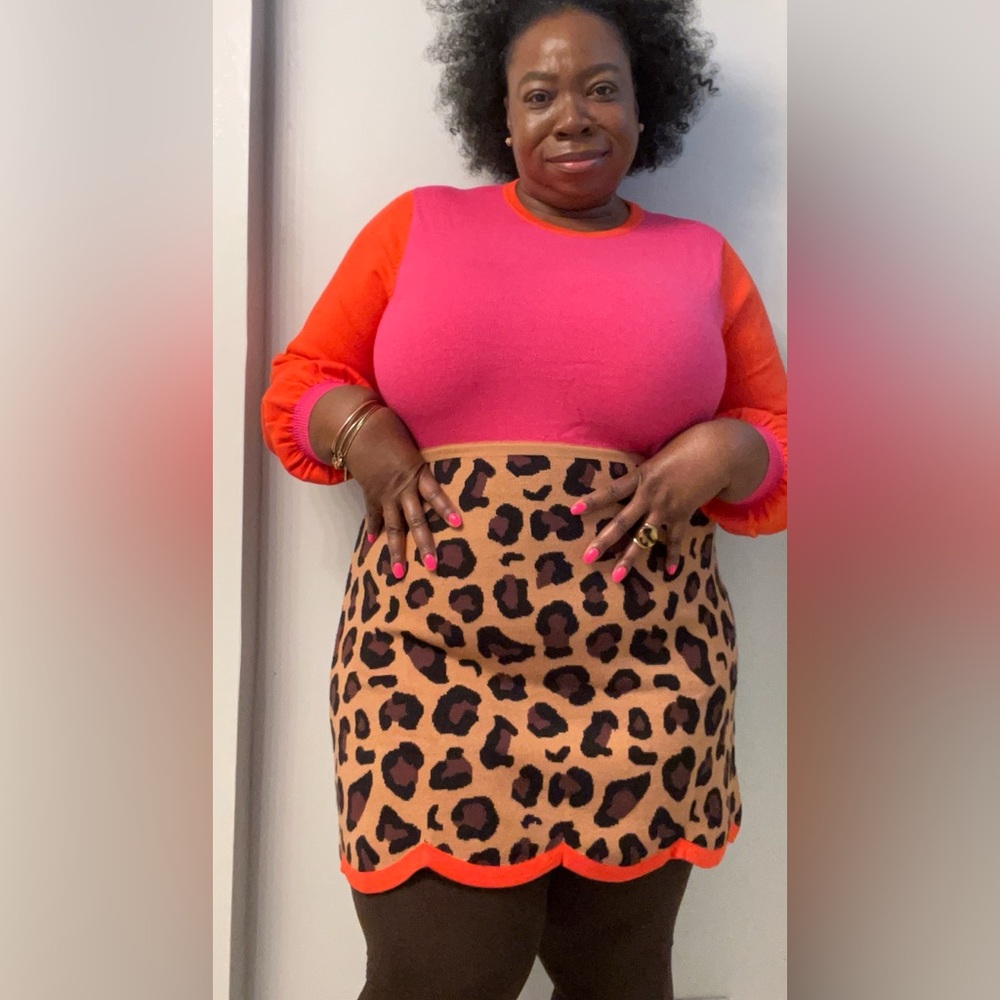 Plus size leopard print sweater dress
